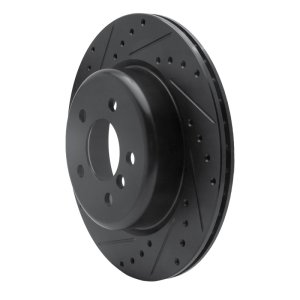 BMW 535I Brake Rotor (1) - Rear Left - R1 Concepts - Drilled & Slotted - Black - `11-`16